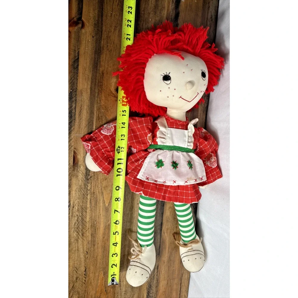 Vintage Strawberry Shortcake Doll 22” Red Plaid Dress Green Stripes 1980s Toys